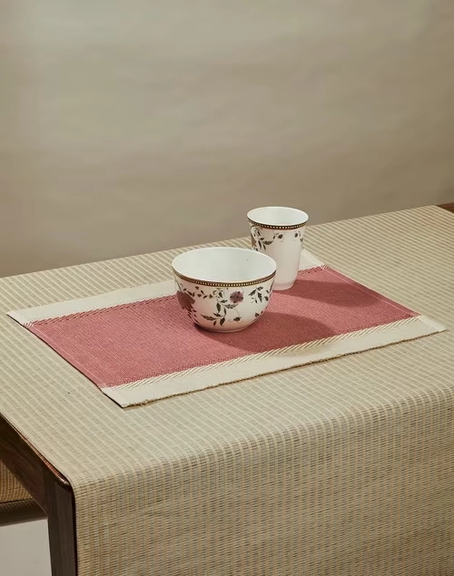 Cerise Cotton Woven Table Mat Set Of 6