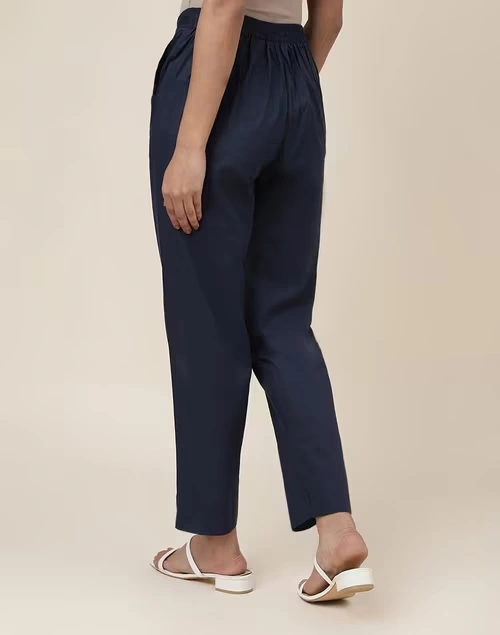 Blue Cotton Ankle Length Casual Tapered Pant 3 Blue Cotton Ankle Length Casual Tapered Pant
