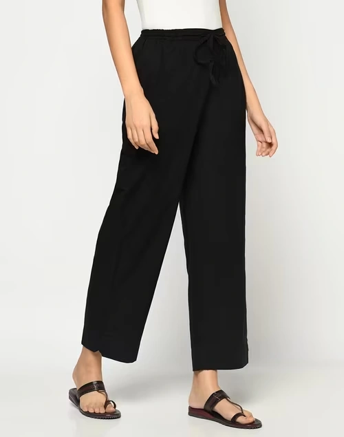 Black Cotton Ankle Length Casual Tapered Pant 3 Black Cotton Ankle Length Casual Tapered Pant