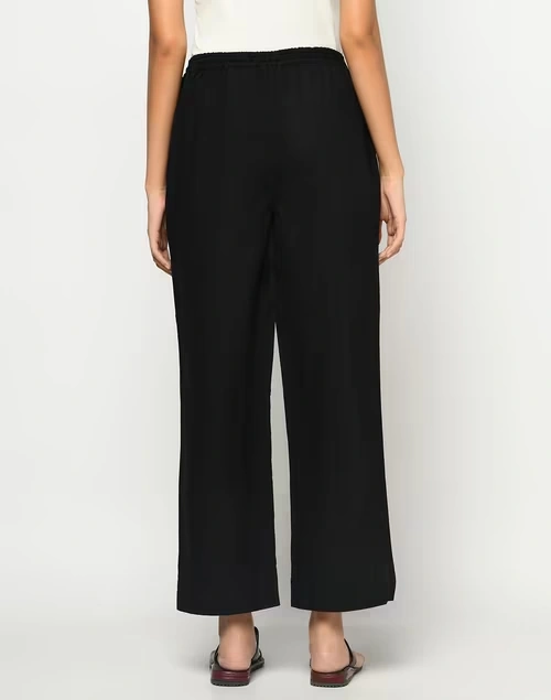 Black Cotton Ankle Length Casual Tapered Pant 4 Black Cotton Ankle Length Casual Tapered Pant