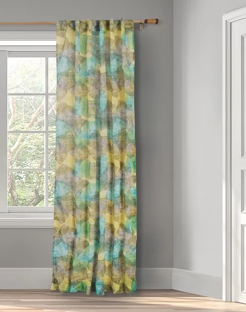 Blue Linen Woven Asiko Curtain 7 Feet | 1 Pc