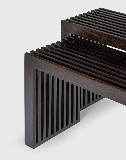 Brown Lanai Wooden Bench | Set Of 3 4 Brown Lanai Wooden Bench | Set Of 3