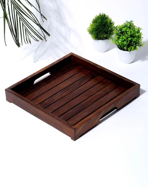 Brown Sheesham Wood Tray