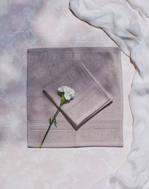 Beige Sancha Cotton Pile Face Towel Set Of 2