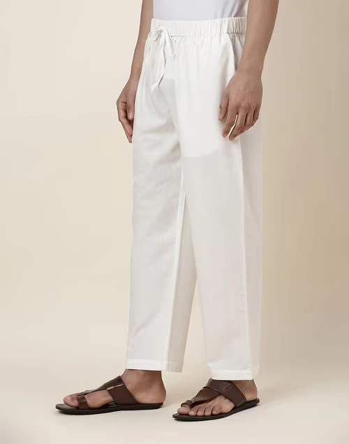Natural Cotton Straight Leg Pyjama with Elasticated waist