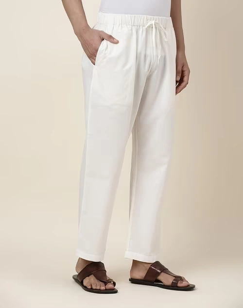 Natural Cotton Straight Leg Pyjama with Elasticated waist 3 Natural Cotton Straight Leg Pyjama with Elasticated waist