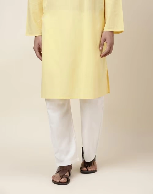 Off White Cotton Straight Leg Pyjama with Elasticated waist