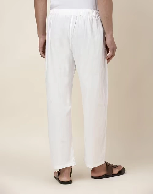 Off White Cotton Straight Leg Pyjama with Elasticated waist