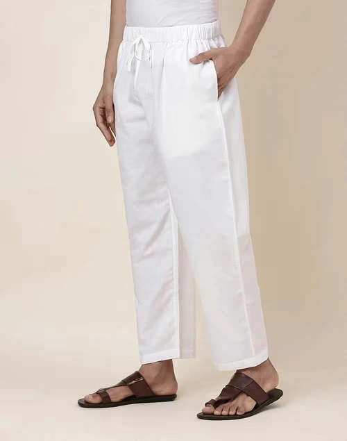 White Cotton Straight Leg Pyjama with Elasticated waist 3 White Cotton Straight Leg Pyjama with Elasticated waist