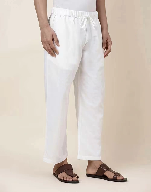 White Cotton Straight Leg Pyjama with Elasticated waist 4 White Cotton Straight Leg Pyjama with Elasticated waist