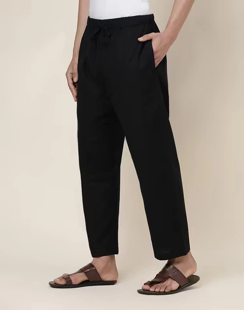 Black Cotton Woven Pyjama