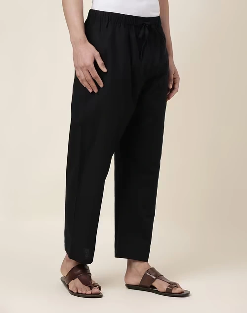 Black Cotton Woven Pyjama