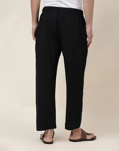 Black Cotton Woven Pyjama
