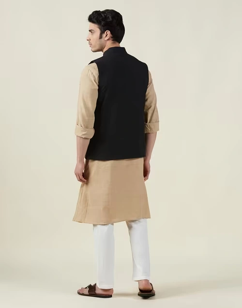 Black Cotton Firdaus Nehru Jacket
