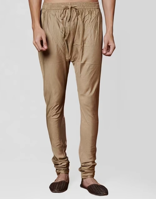 Beige Viscose Blend Churidar