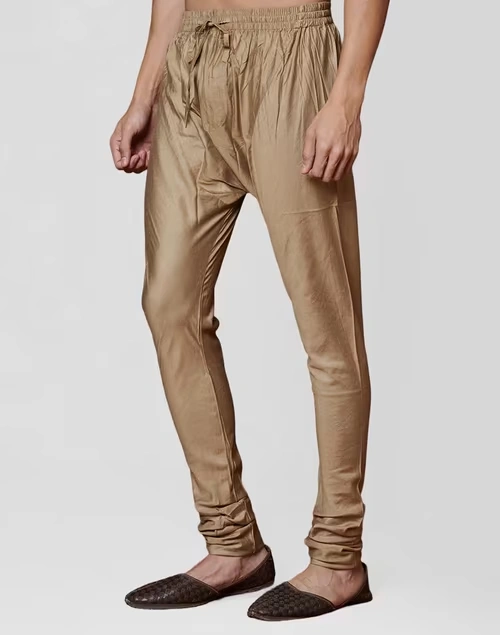 Beige Viscose Blend Churidar