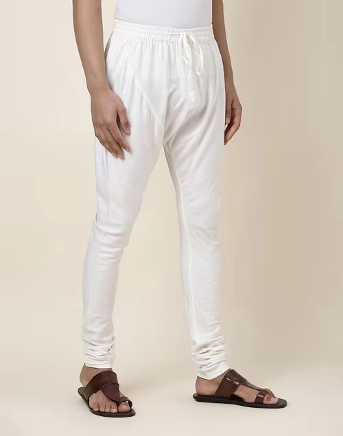 White Viscose Blend Churidar