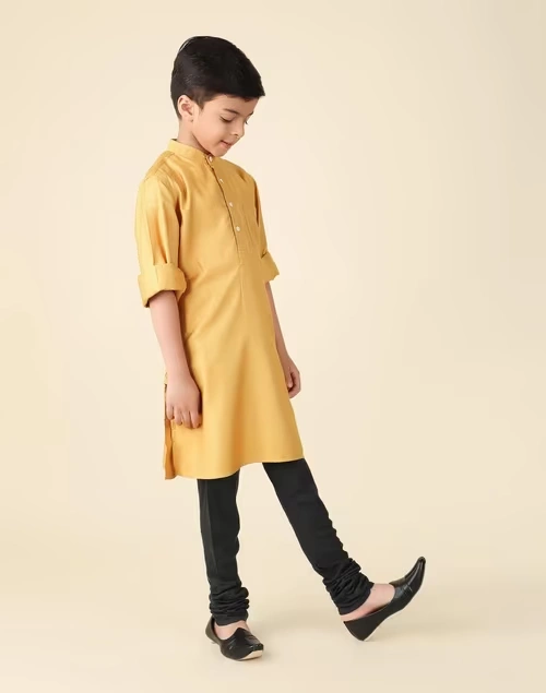 Mustard Viscose Silk Woven Long Kurta 4 Mustard Viscose Silk Woven Long Kurta
