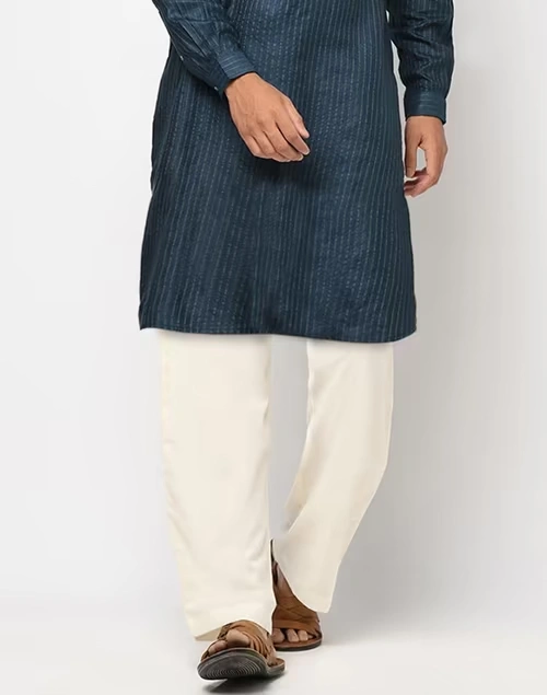 Natural Cotton Straight Leg Pyjama with Elasticated waist