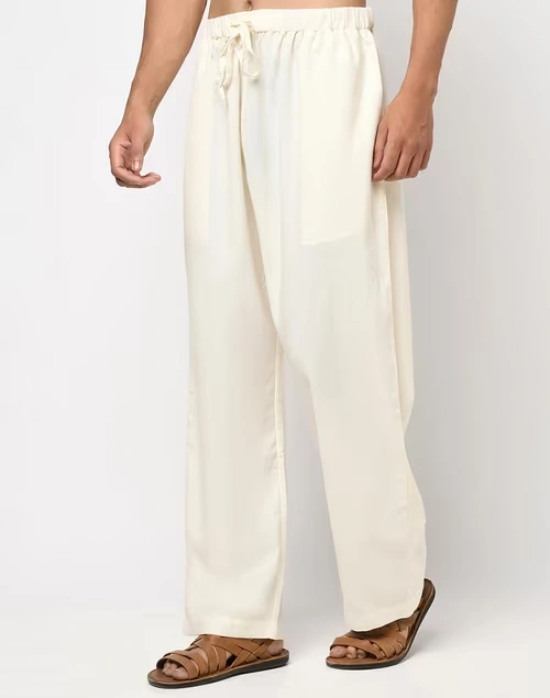 Natural Cotton Straight Leg Pyjama with Elasticated waist