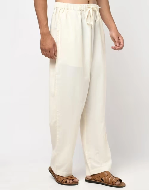 Natural Cotton Straight Leg Pyjama with Elasticated waist