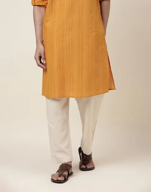 Beige Cotton Straight Leg Pyjama with Elasticated waist