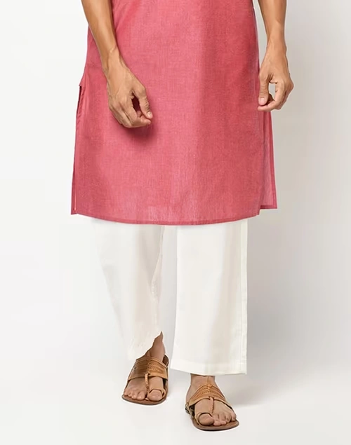 Off White Cotton Straight Leg Pyjama with Elasticated waist