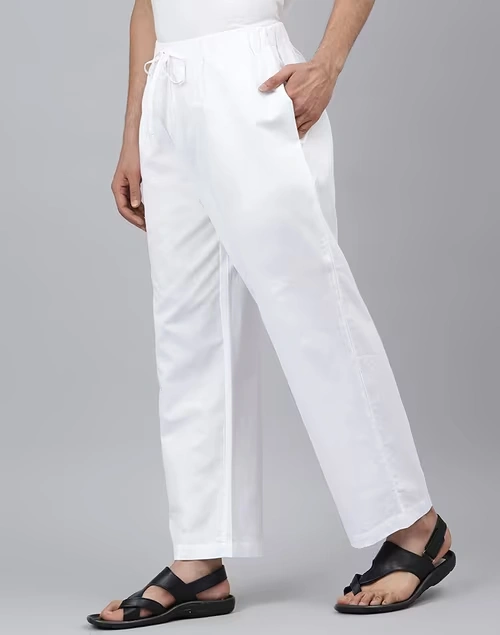 White Cotton Straight Leg Pyjama with Elasticated waist 3 White Cotton Straight Leg Pyjama with Elasticated waist