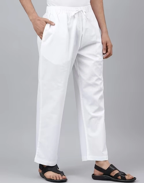 White Cotton Straight Leg Pyjama with Elasticated waist 4 White Cotton Straight Leg Pyjama with Elasticated waist