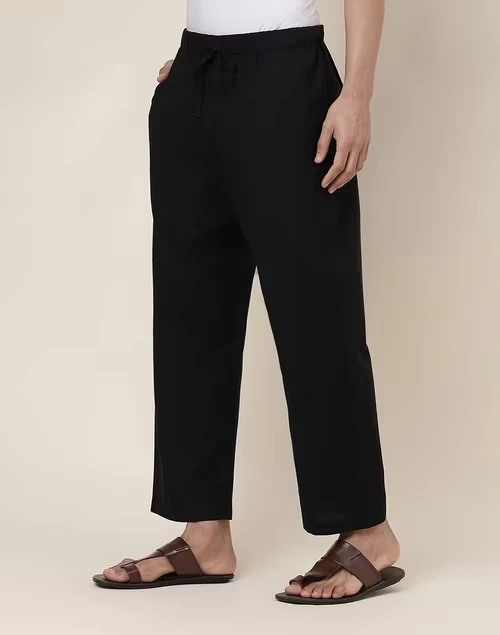 Black Cotton Woven Pyjama
