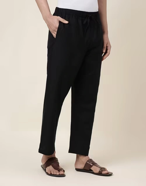 Black Cotton Woven Pyjama