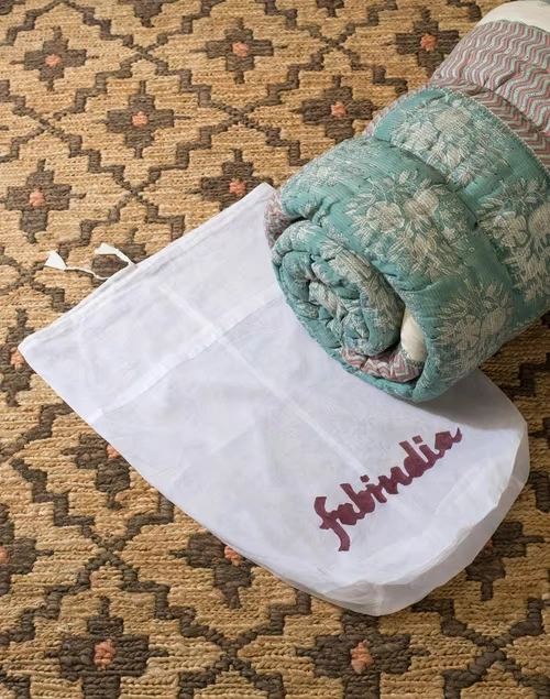 Off White Cotton Woven Quilt Cover - Double