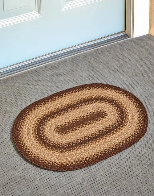 Black Afri Oval Jute Footmat - 2100 Gsm