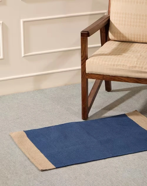 Indigo Sehaj Cotton Hand Woven Dhurrie