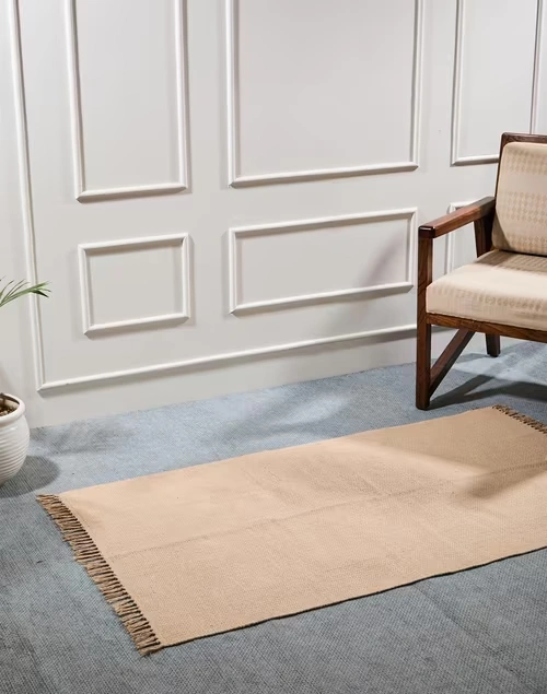 Beige Dana Hand Woven Cotton Dhurrie