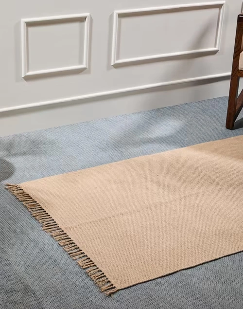 Beige Dana Hand Woven Cotton Dhurrie