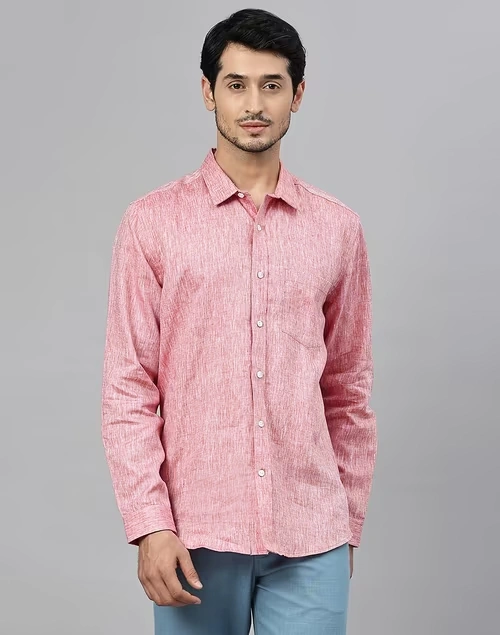 Red Linen Slim Fit Shirt