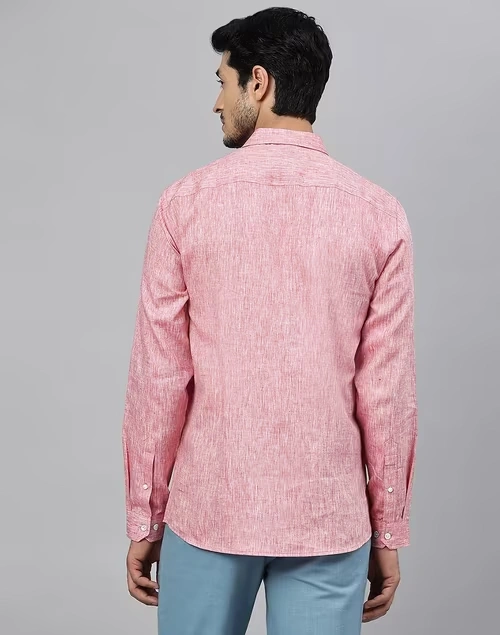 Red Linen Slim Fit Shirt 3 Red Linen Slim Fit Shirt