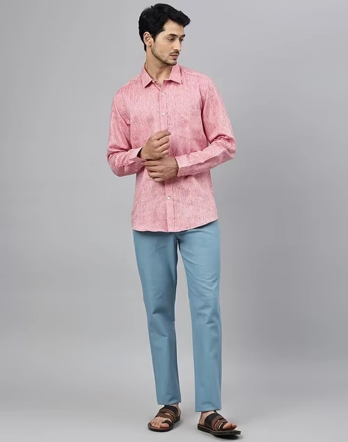 Red Linen Slim Fit Shirt 4 Red Linen Slim Fit Shirt