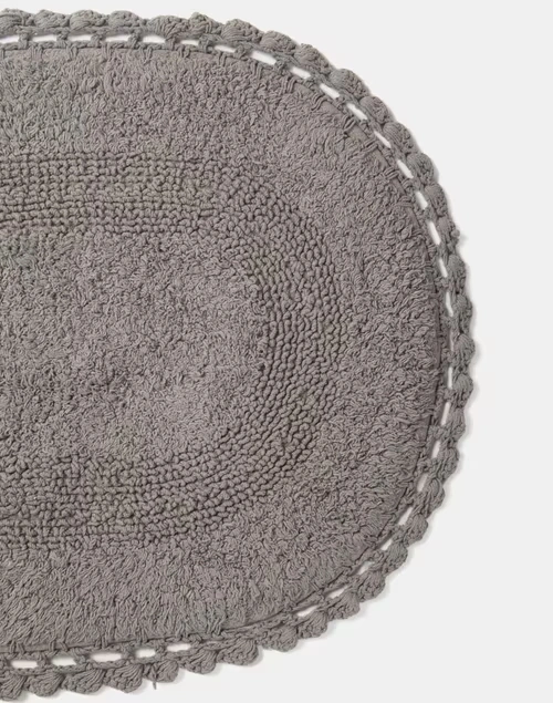 Grey Crochia Oval Cotton Bathmat 3 Grey Crochia Oval Cotton Bathmat