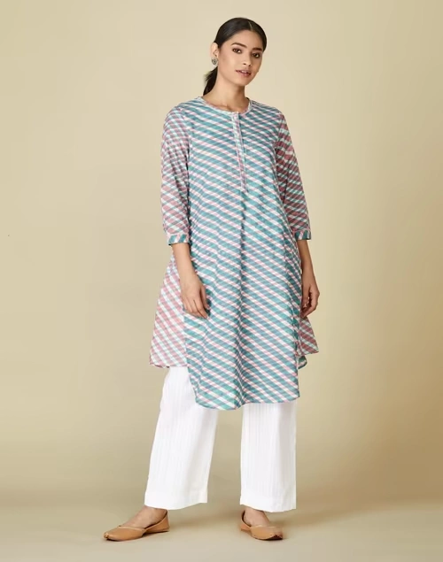 Hand Block Printed Cotton Knee Length Kurta