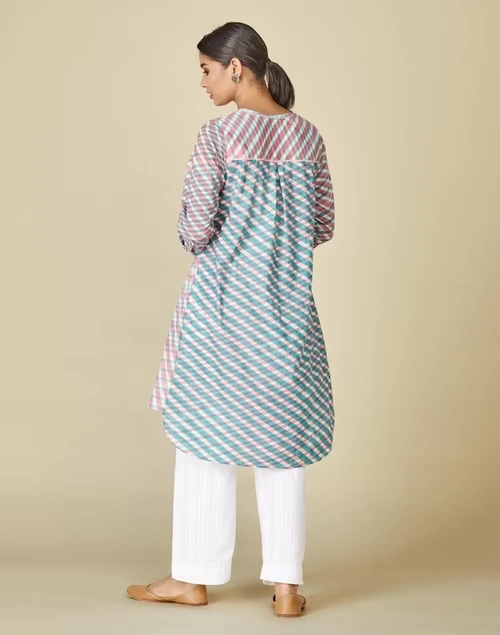 Hand Block Printed Cotton Knee Length Kurta