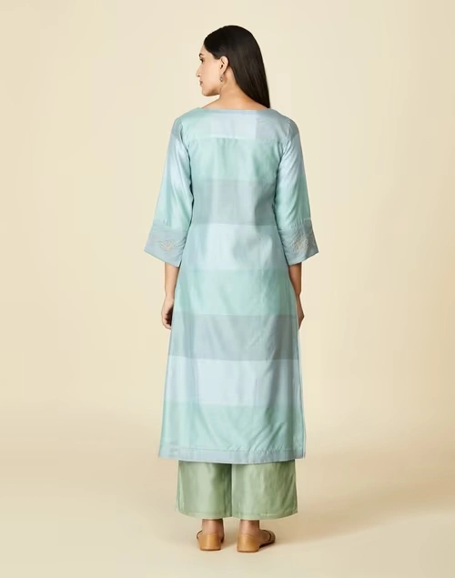 Cotton Silk Embroidered Long Kurta 3 Cotton Silk Embroidered Long Kurta