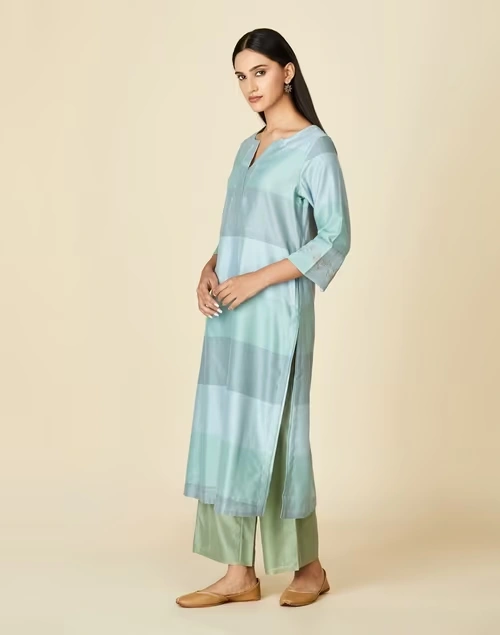 Cotton Silk Embroidered Long Kurta 4 Cotton Silk Embroidered Long Kurta