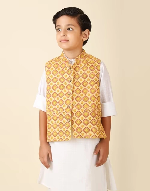 Silk Printed Nehru Jacket