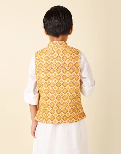Silk Printed Nehru Jacket