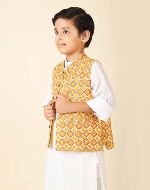 Silk Printed Nehru Jacket