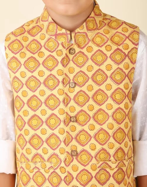 Silk Printed Nehru Jacket