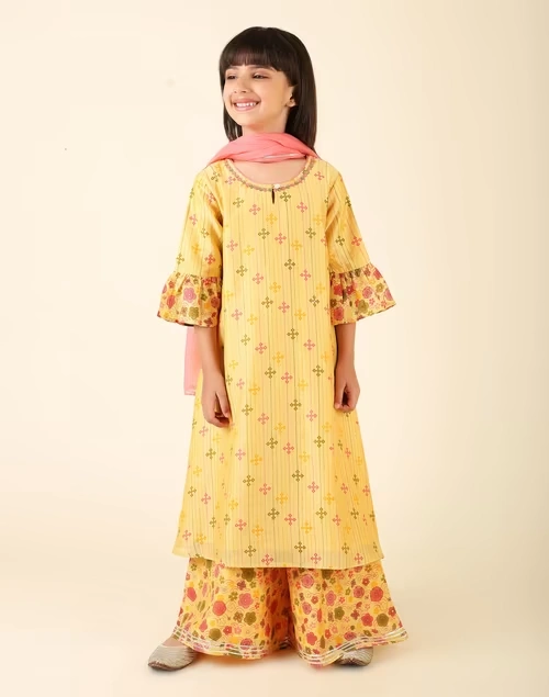 Cotton Silk Printed 3Pc Palazzo Set