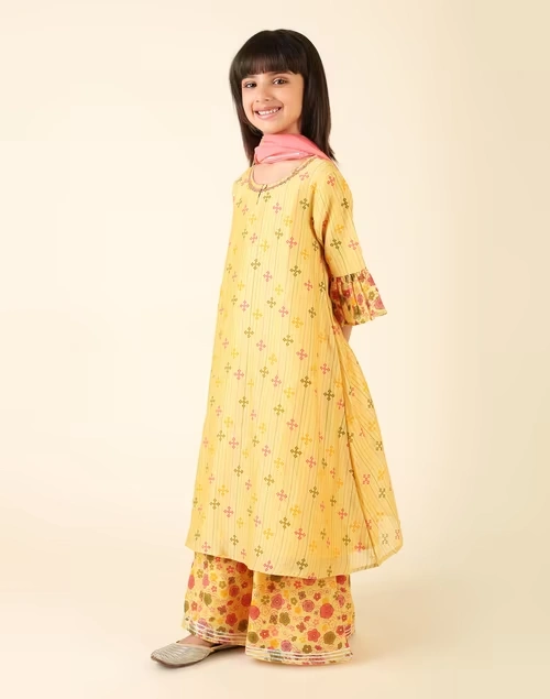 Cotton Silk Printed 3Pc Palazzo Set